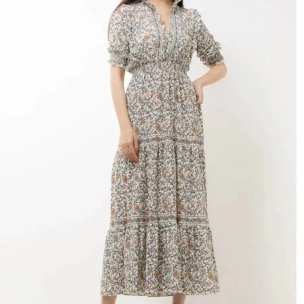 max studio ruffle collar print tiered maxi dress Max Studio Maxi Dress